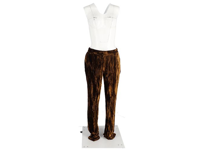 Pantalones rectos ajustados de terciopelo marrón Saint Laurent Castaño - vista 4