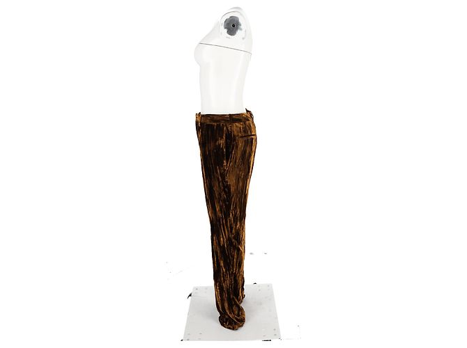 Pantalones rectos ajustados de terciopelo marrón Saint Laurent Castaño - vista 5