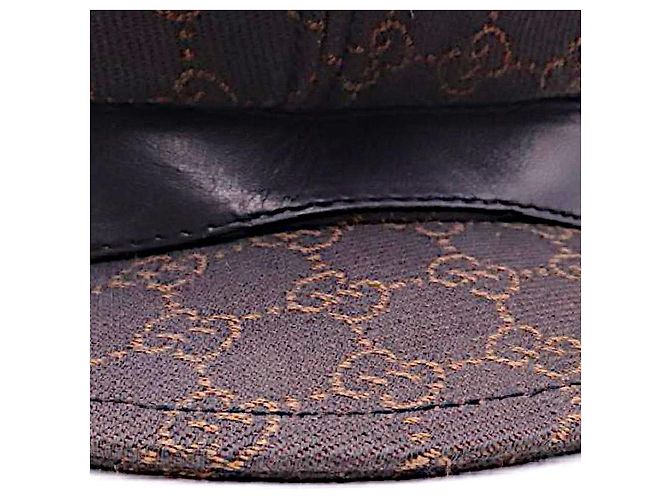 Echte Gucci Tom Ford seltene braune Monogramm GG Lederbesatz Newsboy-Cap - Ansicht 6