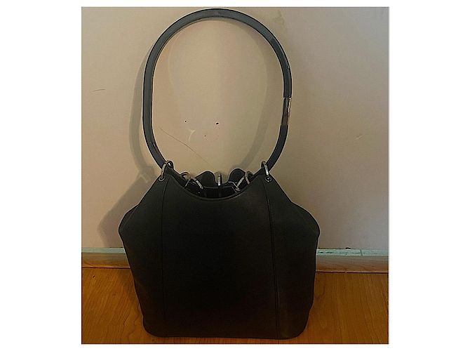 Echter Gucci 99 FW Tom Ford seltener schwarzer Leder-Vorhangbeutel - Ansicht 2