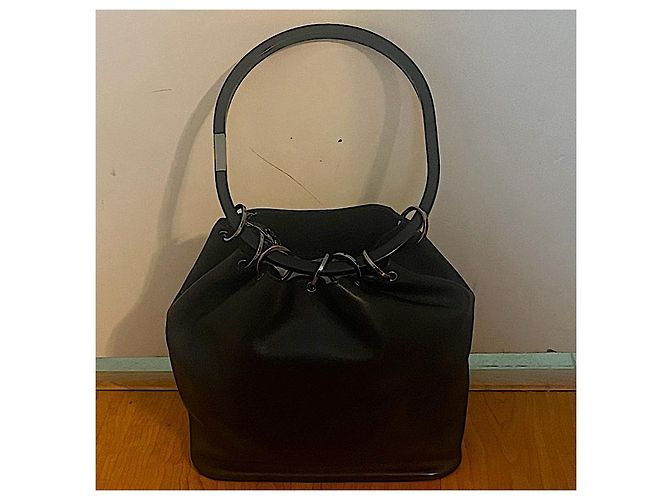 Echter Gucci 99 FW Tom Ford seltener schwarzer Leder-Vorhangbeutel - Ansicht 8