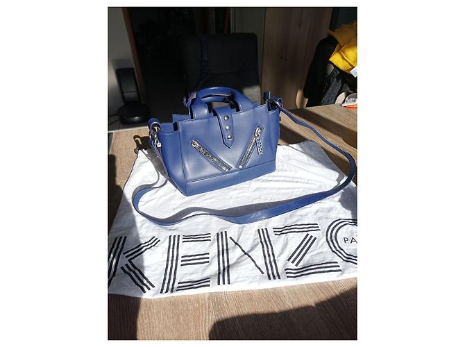 Borsa a mano Kenzo Kalifornia in pelle blu navy - vista 11