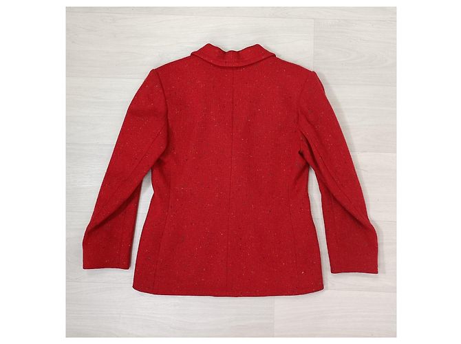 Yves Saint Laurent Rote Tweedjacke YSL Variation 1990er - Ansicht 2