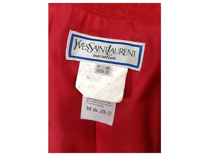 Yves Saint Laurent Rote Tweedjacke YSL Variation 1990er - Ansicht 3