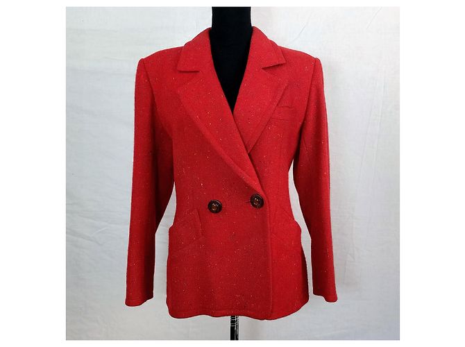Yves Saint Laurent Rote Tweedjacke YSL Variation 1990er - Ansicht 4