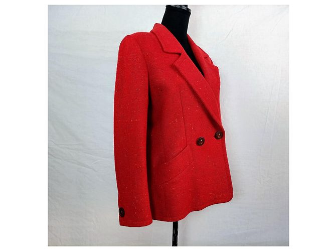 Yves Saint Laurent Rote Tweedjacke YSL Variation 1990er - Ansicht 5