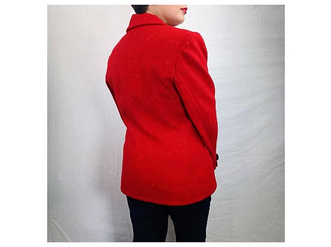 Yves Saint Laurent Rote Tweedjacke YSL Variation 1990er - Ansicht 8