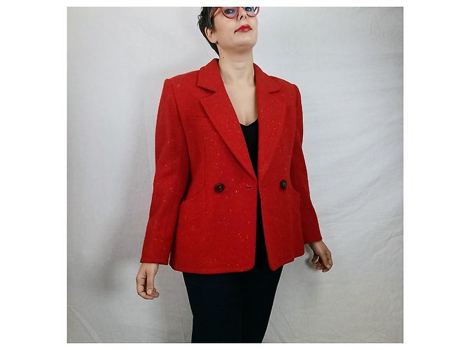 Yves Saint Laurent Rote Tweedjacke YSL Variation 1990er - Ansicht 9