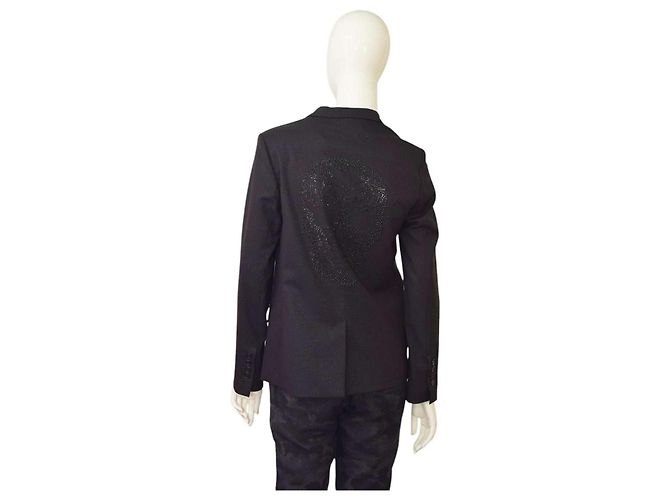 Zadig & Voltaire Vany Strass Schwarzer Glänzender Blazer S - Ansicht 2