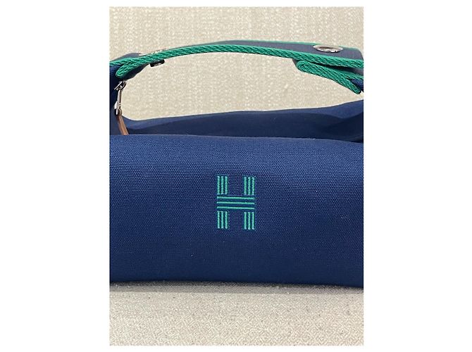 Hermès Borse da viaggio HERMES T. Cotone Blu - vista 3