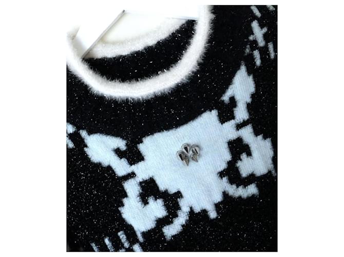 Autre Marque Tinsel-Pullover mit Spike-Nieten We11done Space Invader Schwarz Blau - Ansicht 3