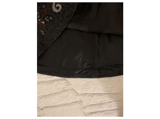 Falda Miu Miu de lana gris oscuro Gris antracita - vista 2