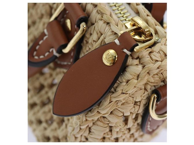 LOUIS VUITTON Nano Speedy Borsa a Mano Pelle Raffia Beige M83525 LV Auth 89904S - vista 10