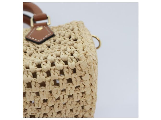 LOUIS VUITTON Nano Speedy Borsa a Mano Pelle Raffia Beige M83525 LV Auth 89904S - vista 14