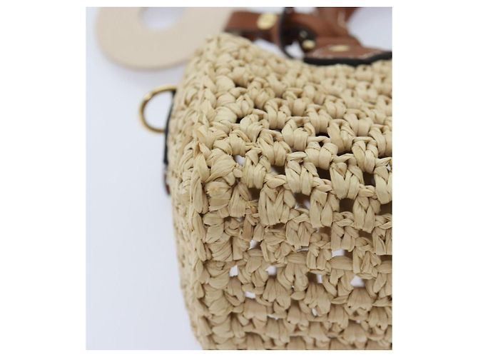 LOUIS VUITTON Nano Speedy Borsa a Mano Pelle Raffia Beige M83525 LV Auth 89904S - vista 15