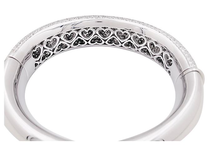 inconnue Bracciale rigido in oro bianco, pavé di diamanti. - vista 2