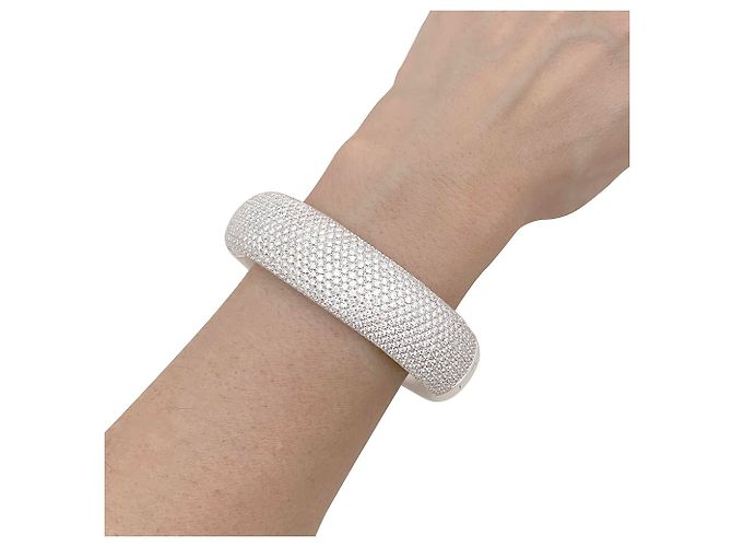 inconnue Bracciale rigido in oro bianco, pavé di diamanti. - vista 4