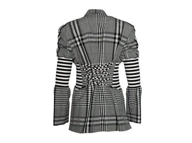 Schwarz-weißer karierten Blazer von Burberry - Ansicht 3