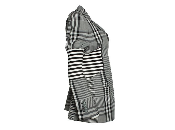Schwarz-weißer karierten Blazer von Burberry - Ansicht 4