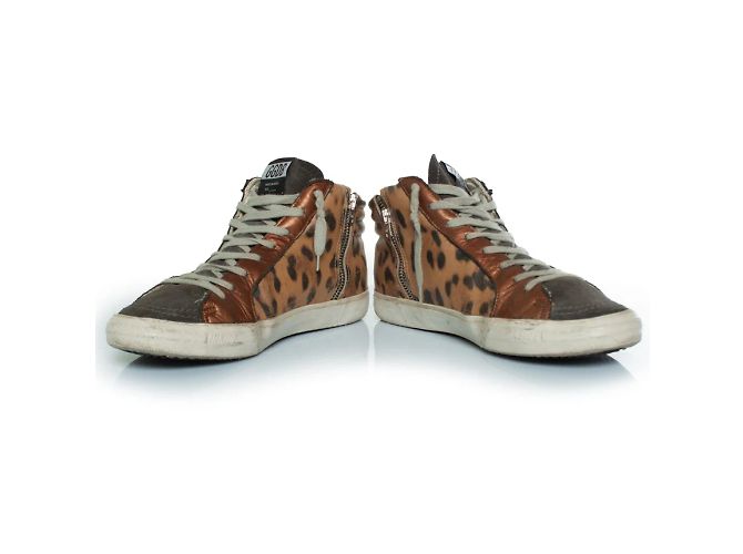 Golden Goose, sneakers alte glitter Marrone Argento - vista 6