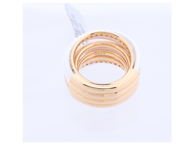 Anello De Grisogono Allegra in oro rosa e ceramica bianca con diamanti, misura 53 EU D'oro - vista 6