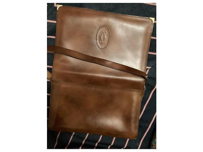 Borsa Cartier in pelle marrone - vista 3