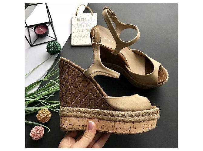 Marmont Suede-Espadrilles mit Microguccissima-Muster von Gucci Beige - Ansicht 2