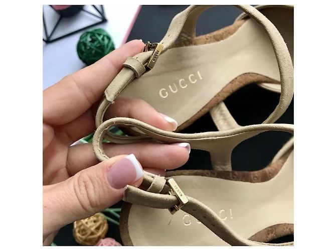 Marmont Suede-Espadrilles mit Microguccissima-Muster von Gucci Beige - Ansicht 3