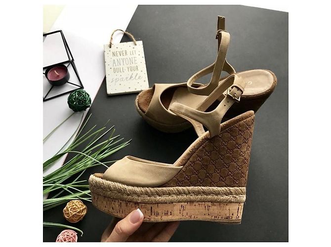 Marmont Suede-Espadrilles mit Microguccissima-Muster von Gucci Beige - Ansicht 5
