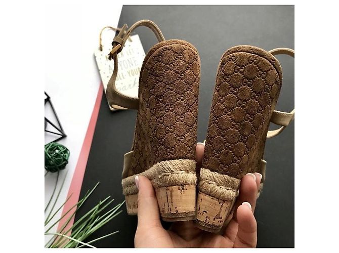 Marmont Suede-Espadrilles mit Microguccissima-Muster von Gucci Beige - Ansicht 6