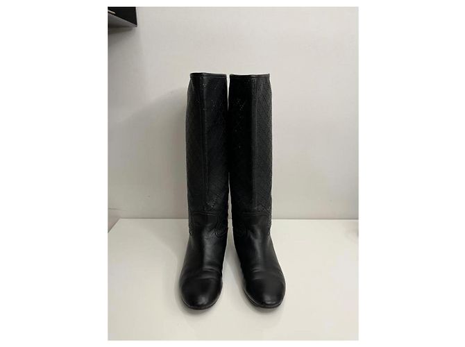 Marmont Botas negras de cuero hasta la rodilla Gucci Negro - vista 2