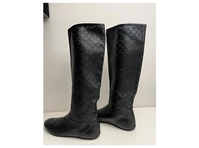 Marmont Botas negras de cuero hasta la rodilla Gucci Negro - vista 3