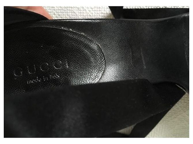 Marmont Sandales Gucci avec accents en satin et nœud Noir - vue 8