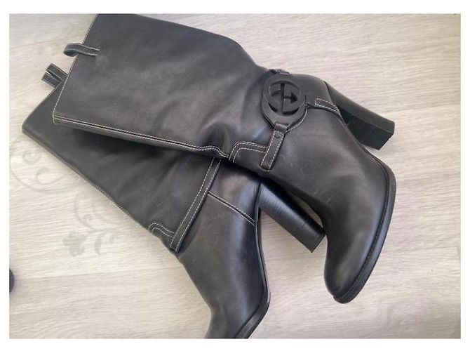 Marmont Stivali in pelle nera Gucci Nero - vista 4