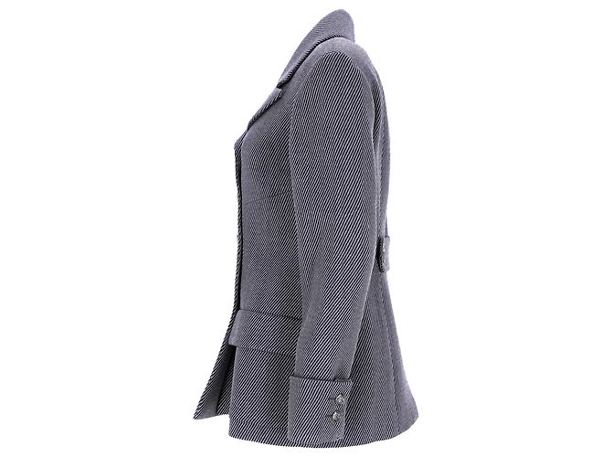 Timeless Chanel Double-Breasted Jacket in Grey Wool Black - view 2