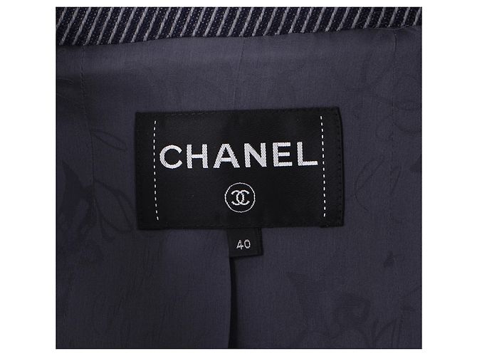 Timeless Chanel Double-Breasted Jacket in Grey Wool Black - view 4