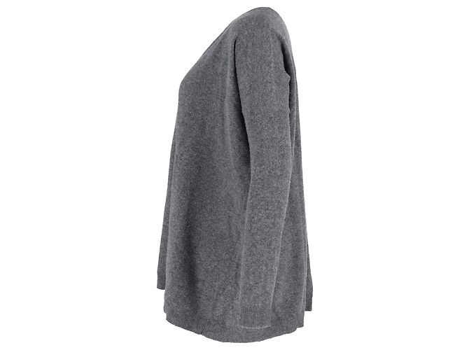 Suéter oversized de cuello en V de lana gris de Prada - vista 2