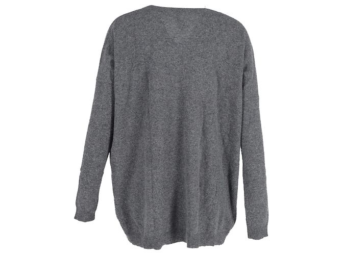 Suéter oversized de cuello en V de lana gris de Prada - vista 3