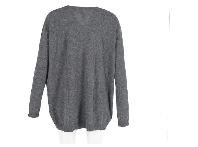 Suéter oversized de cuello en V de lana gris de Prada - vista 6