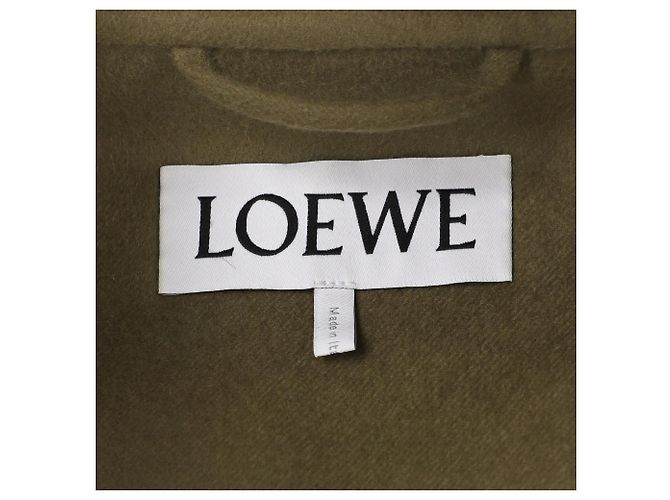 Casaco com cinto Loewe em mistura de lã e caxemira oliva - vista 4