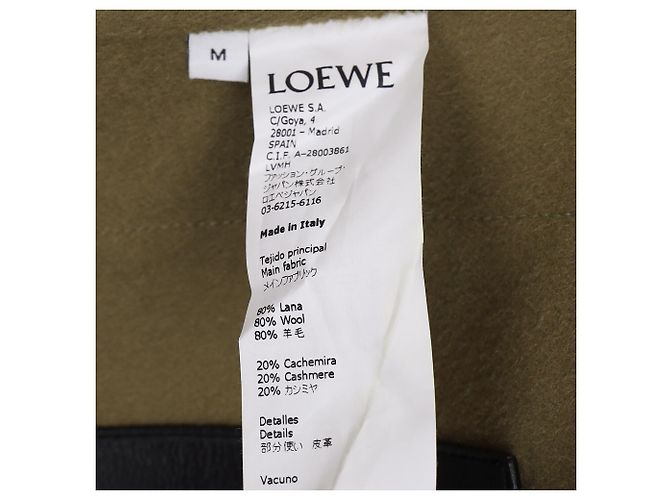 Casaco com cinto Loewe em mistura de lã e caxemira oliva - vista 5
