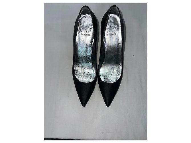 Décolleté a punta Stuart Weitzman in raso nero - vista 11