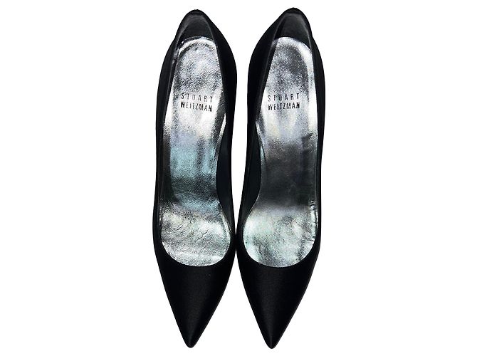 Décolleté a punta Stuart Weitzman in raso nero - vista 5