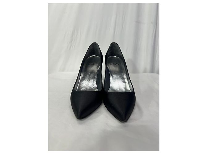 Décolleté a punta Stuart Weitzman in raso nero - vista 8