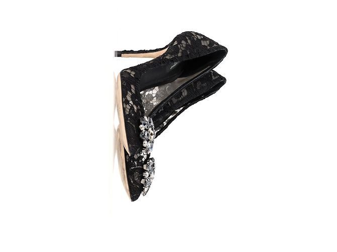 Décolleté in pizzo arcobaleno Dolce & Gabbana con spilla in rayon nero - vista 10