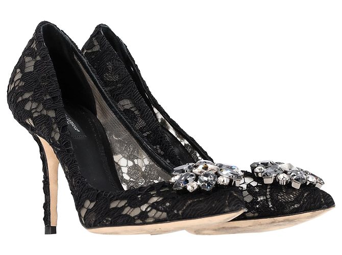 Décolleté in pizzo arcobaleno Dolce & Gabbana con spilla in rayon nero - vista 4