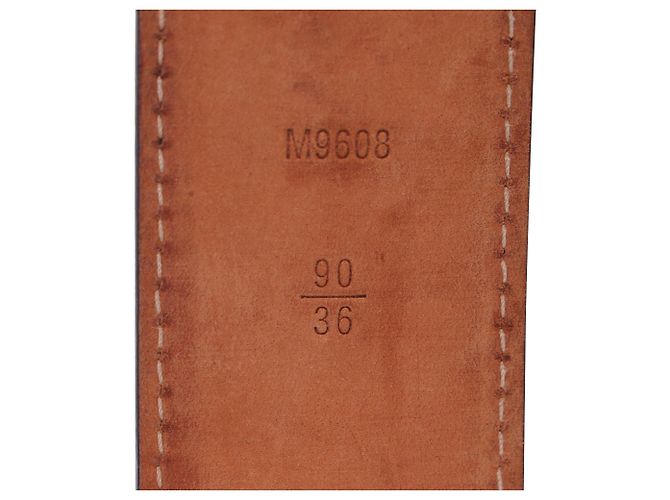 Cinturón Monogram Initiales Louis Vuitton en lona marrón Castaño Roja - vista 11
