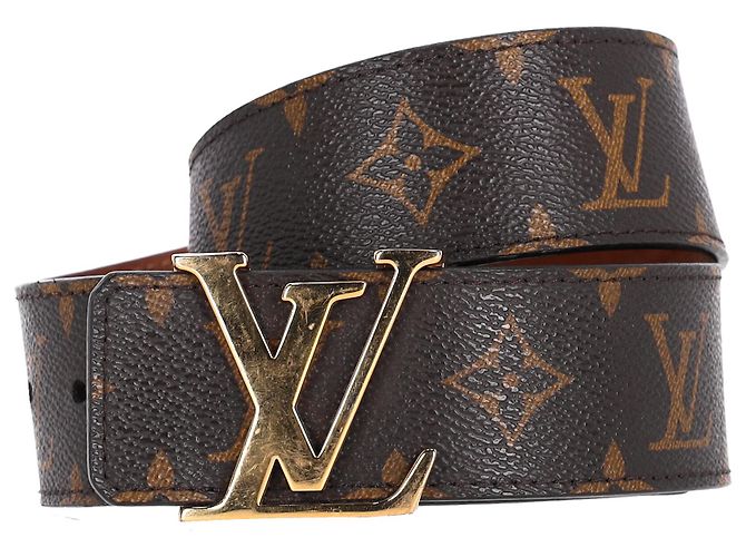 Cinturón Monogram Initiales Louis Vuitton en lona marrón Castaño Roja - vista 12