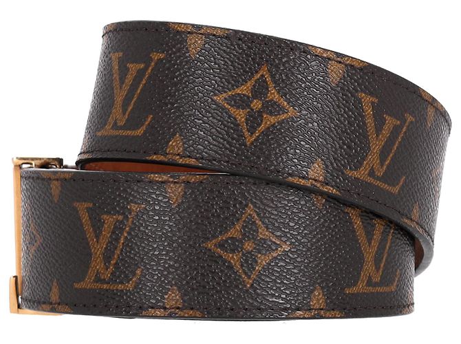 Cinturón Monogram Initiales Louis Vuitton en lona marrón Castaño Roja - vista 13