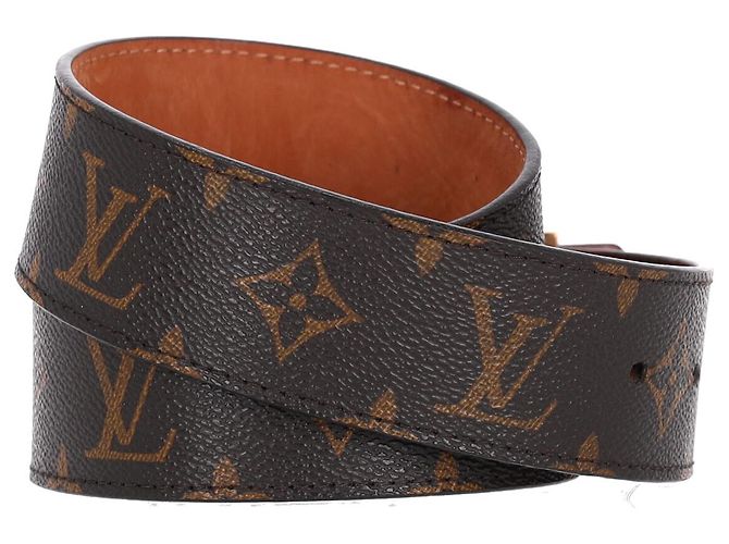 Cinturón Monogram Initiales Louis Vuitton en lona marrón Castaño Roja - vista 14